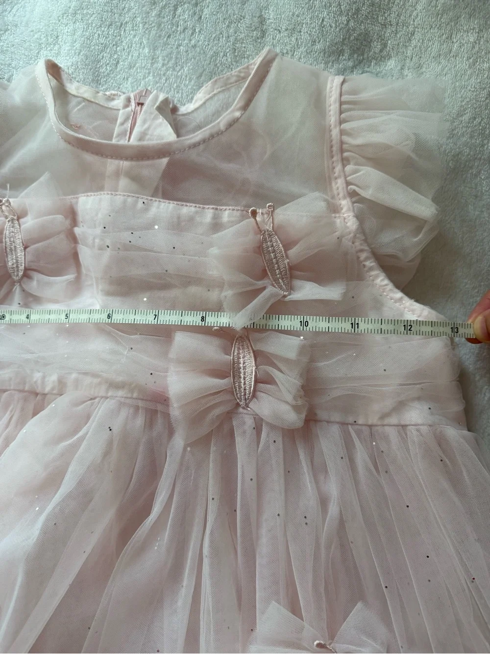 Girls Light Pink Tulle Party Dress with Bows size 5T